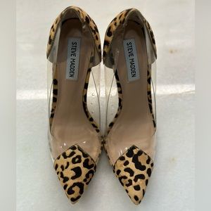 STEVE MADDEN Womens Leopard Malibu Toe Stiletto Slip On Pumps